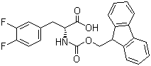 structure of CAS# 198545-59-4, Fmoc-3,4-difluoro-D-phenylalanine;Fmoc-D-Phe(3,4-DiF)-OH; Fmoc-D-3,4-Difluorophe; N-Fluorenylmethoxycarbonyl-D-3,4-difluorophenylalanine