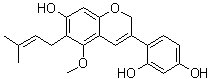structure of CAS# 199331-35-6, Dehydroglyasperin C;4-[7-Hydroxy-5-methoxy-6-(3-methyl-2-butenyl)-2H-1-benzopyran-3-yl]-1,3-benzenediol