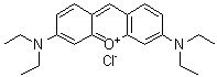 structure of CAS# 2150-48-3, Pyronin B;C.I. 45010; 3,6-Bis(diethylamino)xanthylium chloride; Pyronine B(By)