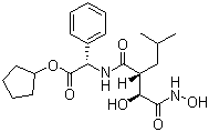 structure of CAS# 238750-77-1, Tosedostat;alpha-[[(2R)-2-[(1S)-1-Hydroxy-2-(hydroxyamino)-2-oxoethyl]-4-methyl-1-oxopentyl]amino]benzeneacetic acid cyclopentyl ester