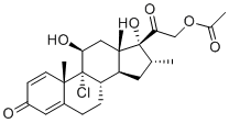 structure of CAS# 24916-91-4, Icomethasone 21-Acetate;[2-[(8S,9R,10S,11S,13S,14S,16R,17R)-9-chloro-11,17-dihydroxy-10,13,16-trimethyl-3-oxo-6,7,8,11,12,14,15,16-octahydrocyclopenta[a]phenanthren-17-yl]-2-oxoethyl] acetate