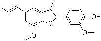 结构式 CAS# 2680-81-1, 去氢二异丁香酚; 4-(2,3-二氢-7-甲氧基-3-甲基-5-丙烯基-2-苯并呋喃基)-2-甲氧基苯酚