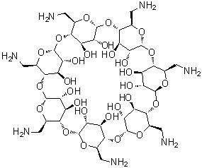 结构式 CAS# 30754-24-6, 全-6-氨基-6-脱氧-beta-环糊精