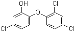 structure of CAS# 3380-34-5, Triclosan;5-Chloro-2-(2,4-dichlorophenoxy)phenol; Trichloro-2'-hydroxydiphenylether; 2,4,4'-Trichloro-2'-hydroxydiphenyl ether