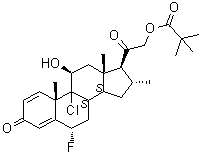 structure of CAS# 34097-16-0, Clocortolone pivalate;9-Chloro-6alpha-fluoro, 11beta,21-dihydroxy-16alpha-methylpregna-1,4-diene-3,20-dione 21-pivalate; CL 68; Clocortolone trimethylacetate; Cloderm; Purantix; SH 863