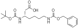 结构式 CAS# 346694-77-7, (3S)-3-[[(1,1-二甲基乙氧基)羰基]氨基]-7-[[(苯基甲氧基)羰基]氨基]庚酸