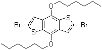 结构式 CAS# 359017-65-5, 2,6-二溴-4,8-双(己氧基)-苯并[1,2-b:4,5-b']二噻吩