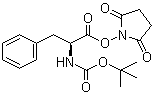 structure of CAS# 3674-06-4, tert-Butyloxycarbonyl-L-phenylalanine N-hydroxysuccinimide ester