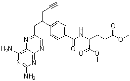 结构式 CAS# 374777-77-2, N-[4-[1-[(2,4-二氨基-6-蝶啶基)甲基]-3-丁炔基]苯甲酰基]-L-谷氨酸二甲酯