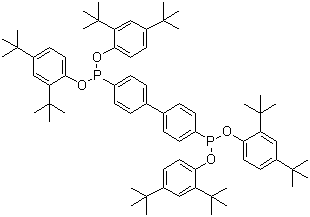 结构式 CAS# 38613-77-3, 抗氧化剂 THP-EPQ; 4,4'-[1,1'-联苯基]亚基二膦酸-四[2,4-二叔丁苯基]酯