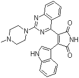structure of CAS# 425637-18-9, Sotrastaurin;3-(1H-Indol-3-yl)-4-[2-(4-methylpiperazin-1-yl)quinazolin-4-yl]pyrrole-2,5-dione