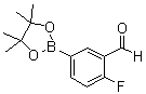 structure of CAS# 443776-94-1, 2-Fluoro-5-(4,4,5,5-tetramethyl-1,3,2-dioxaborolan-2-yl)benzaldehyde;2-(4-Fluoro-3-formylphenyl)-4,4,5,5-tetramethyl-1,3,2-dioxaborolane