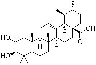 structure of CAS# 4547-24-4, Corosolic acid;2-alpha-Hydroxyursolic acid; (2a,3b)-2,3-Dihydroxy-urs-12-en-28-oic acid