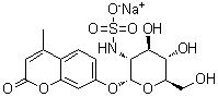结构式 CAS# 460085-45-4, 7-[[2-脱氧-2-(磺基氨基)-alpha-D-吡喃葡萄糖基]氧基]-4-甲基-2H-1-苯并吡喃-2-酮单钠盐