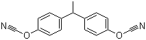 结构式 CAS# 47073-92-7, 1,1-双(4-氰氧苯基)乙烷; 1,1-双(4-氰酰苯基)乙烷; 乙烷-1,1-双(4-苯基氰酸酯); 双酚 E 氰酸酯