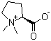 结构式 CAS# 471-87-4, 水苏碱; (2S)-1,1-二甲基吡咯烷-2-甲酸