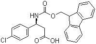结构式 CAS# 479064-91-0, Fmoc-(S)-4-氯苯基-beta-苯丙氨酸; 芴甲氧羰酰基-(S)-3-氨基-3-(4-氯苯基)丙酸