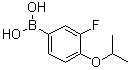 structure of CAS# 480438-54-8, 3-Fluoro-4-isopropoxybenzeneboronic acid;4-Isopropoxy-3-fluorophenylboronic acid; [3-Fluoro-4-(1-methylethoxy)phenyl]boronic acid; [3-Fluoro-4-isopropoxyphenyl]boronic acid