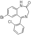 structure of CAS# 51753-57-2, Phenazepam;5-(2-Chlorophenyl)-7-bromo-1,4-benzodiazepin-2-one; 7-Bromo-5-(2-chlorophenyl)-1,3-dihydro-2H-1,4-Benzodiazepin-2-one