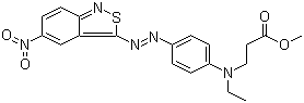structure of CAS# 52239-04-0, Disperse Blue 148;Methyl N-ethyl-N-[4-[(5-nitro-2,1-benzisothiazol-3-yl)azo]phenyl]-beta-alaninate