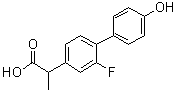 structure of CAS# 52807-12-2, 4'-Hydroxyflurbiprofen;2-Fluoro-4'-hydroxy-alpha-methyl[1,1'-biphenyl]-4-acetic acid; 2-(4'-Hydroxy-2-fluoro-4-biphenylyl)propionic acid