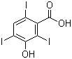 structure of CAS# 53279-72-4, 3-Hydroxy-2,4,6-triiodobenzoic acid;2,4,6-Triiodo-3-hydroxybenzoic acid