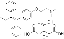 structure of CAS# 54965-24-1, Tamoxifen citrate;(Z)-2-[4-(1,2-Diphenyl-1-butenyl)phenoxyl]-N,N-dimethyl-ethanamine-citrate; 1-p-beta-Dimethylaminoethoxyphenyl-trans-1,2-diphenylbut-1-ene citrate