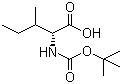 结构式 CAS# 55721-65-8, Boc-D-异亮氨酸; N-叔丁氧羰基-D-异亮氨酸