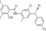 结构式 CAS# 57808-65-8, 氯氰碘柳胺