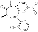 结构式 CAS# 58662-84-3, 甲氯西泮; (S)-5-(2-氯苯基)-1,3-二氢-3-甲基-7-硝基-2H-1,4-苯并二氮杂卓-2-酮