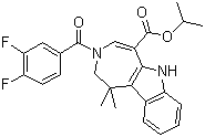 structure of CAS# 629664-81-9, WAY 362450;3-(3,4-Difluorobenzoyl)-1,2,3,6-tetrahydro-1,1-dimethylazepino[4,5-b]indole-5-carboxylic acid 1-methylethyl ester