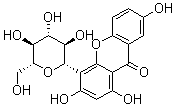 structure of CAS# 81991-99-3, 4-beta-D-Glucopyranosyl-1,3,7-trihydroxy-9H-xanthen-9-one