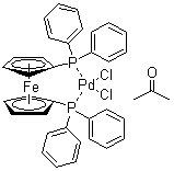 结构式 CAS# 851232-71-8, 二氯(1,1-双(二苯基膦)二茂铁)钯(II)丙酮加合物