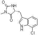 structure of CAS# 852391-19-6, (5R)-5-[(7-Chloro-1H-indol-3-yl)methyl]-3-methyl-2,4-imidazolidinedione