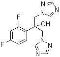 structure of CAS# 86386-73-4, Fluconazole;alpha-(2,4-Difluorophenyl)-alpha-(1H-1,2,4-triazol-1-ylmethyl)-1H-1,2,4-triazole-1-ethanol; 2,4-Difluoro-alpha,alpha1-bis(1H-1,2,4-triazol-1-ylmethyl)benzyl alcohol; Diflucan; Triflucan