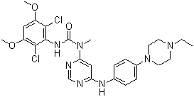 structure of CAS# 872511-34-7, NVP-BGJ398;3-(2,6-Dichloro-3,5-dimethoxyphenyl)-1-[6-[[4-(4-ethylpiperazin-1-yl)phenyl]amino]pyrimidin-4-yl]-1-methylurea