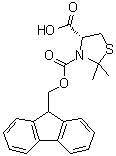 structure of CAS# 873842-06-9, (4R)-2,2-Dimethyl-3,4-thiazolidinedicarboxylic acid 3-(9H-fluoren-9-ylmethyl) ester