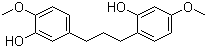 结构式 CAS# 90902-21-9, 沙纸宁 E; 2-[3-(3-羟基-4-甲氧基苯基)丙基]-5-甲氧基苯酚