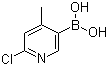 结构式 CAS# 913836-08-5, 2-氯-4-甲基吡啶-5-硼酸